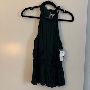 Nine West Dark Green Halter Ruffle Mini Dress